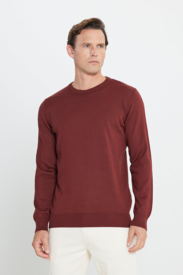 Men's Tile Standard Fit Regular Cut Crew Neck Woolen Comfortable Knitwear Sweater