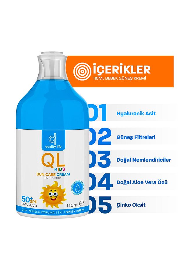 Bebek Güneş Kremi - Çocuklar İçin Güneş Koruyucu Kremi - 50+ Spf 110 ML - Çok Yüksek Koruma UVA UVB - 5