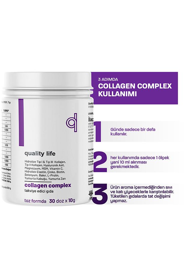 Kolajen Complex Saf Toz Tip1 Tip2 Tip3 Tip5 10 Hidrolize Collagen Peptit Collegen Colagen Kollagen - 6