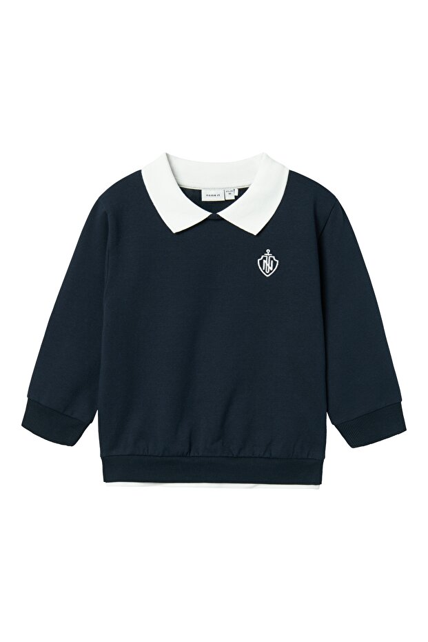 Nmmron Nreg Sweat Bru - Navy Blue Sweatshirt 13236360