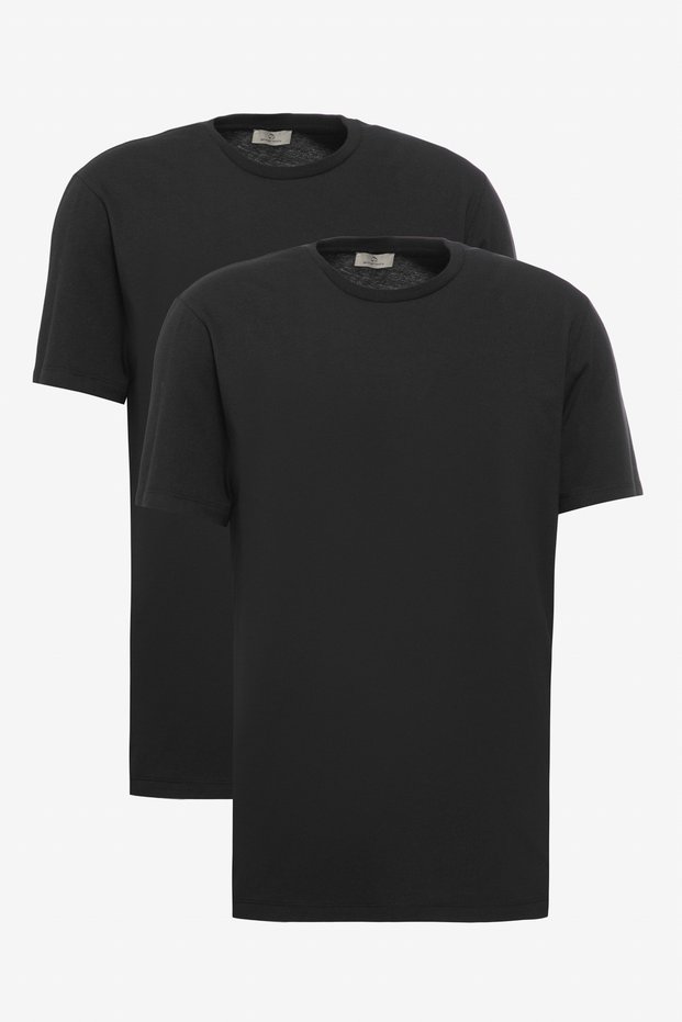 Unisex Pack of 2 100% Cotton Slim Fit Slim Fit Crew Neck Black T-Shirts
