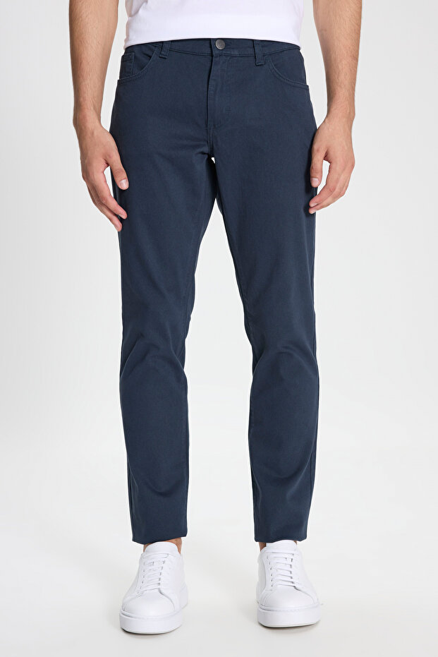 Cotton Lycra Flexible Slim Fit Slim Fit 5 Pocket Men's Navy Blue Chino Pants