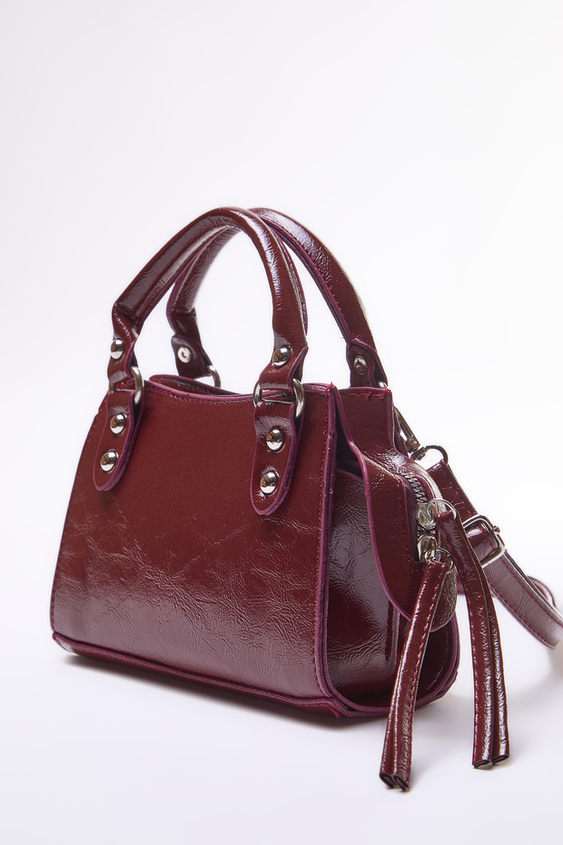 Bordo Çapraz Askılı Kadın Mini Boy Tote Çanta TWOAW25OC00004 - 5