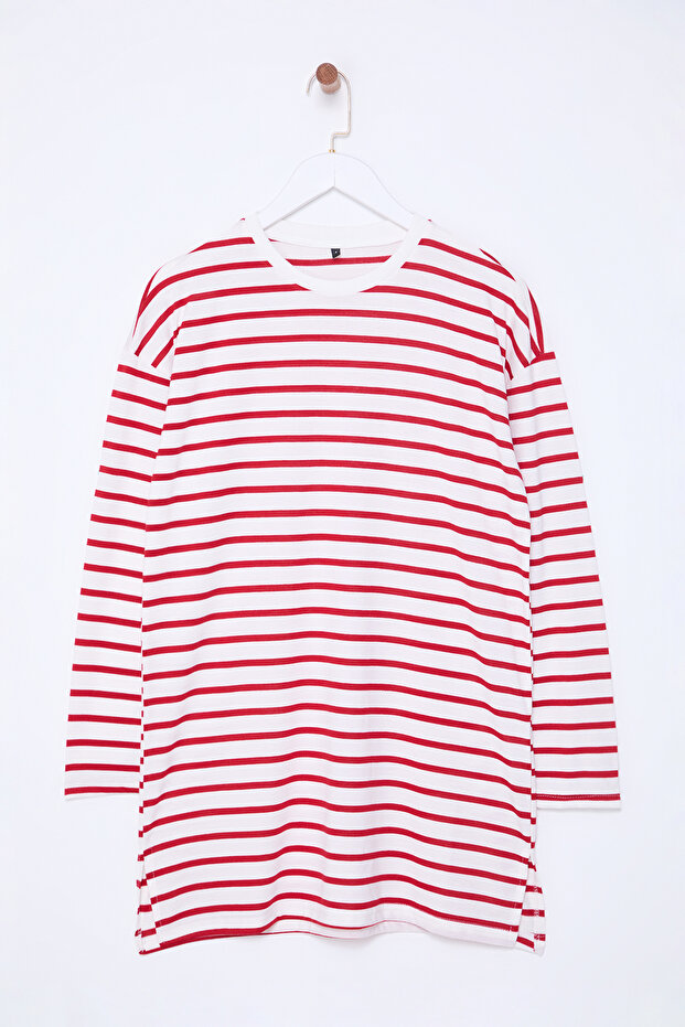 Kırmızı Çizgili Örme Tunik TCTAW22UK0240 - 6
