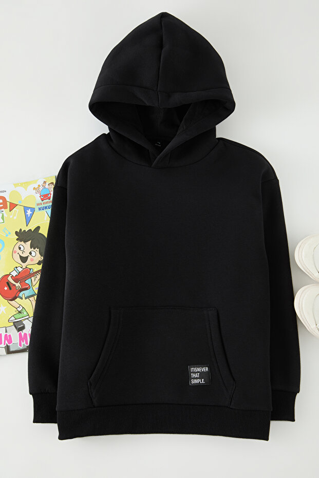 Siyah Erkek Çocuk Düz Örme Mini Me Sweatshirt TKDAW25SW00114 - 1