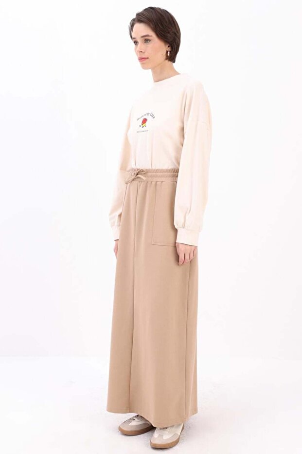 Bej-İki Cepli Etek - 3