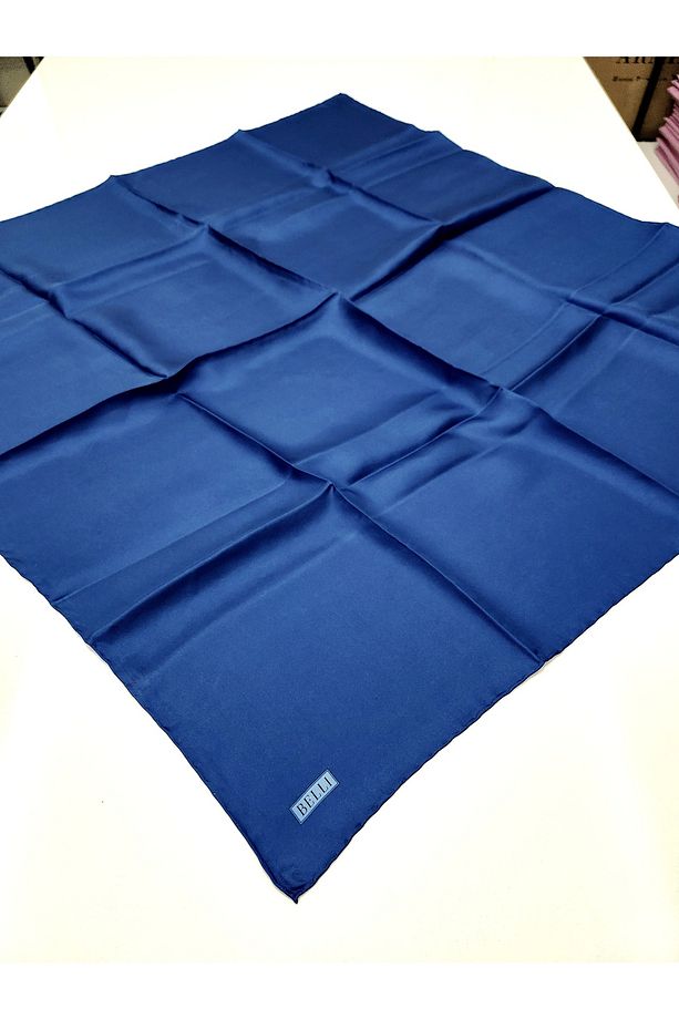 % 100 Twill İpek Eşarp Düz Boyalı 15 Saks Mavi - 1
