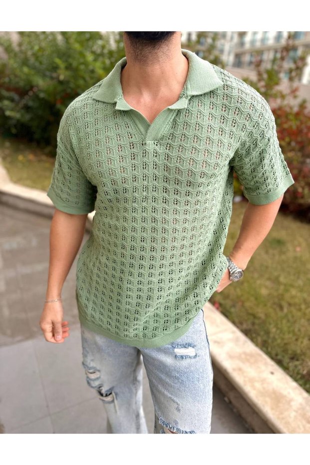 T-Shirt Breathable Anti-Sweat Polo Collar Tshirt Slim Fit Italian Collar T-Shirt