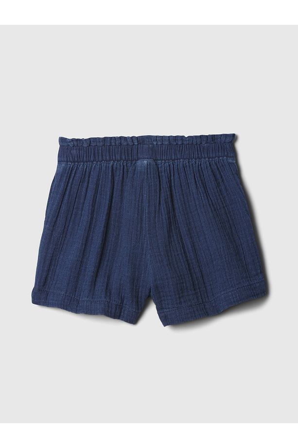 Kız Bebek Koyu Mavi Crinkle Gauze Pull-On Şort - 3