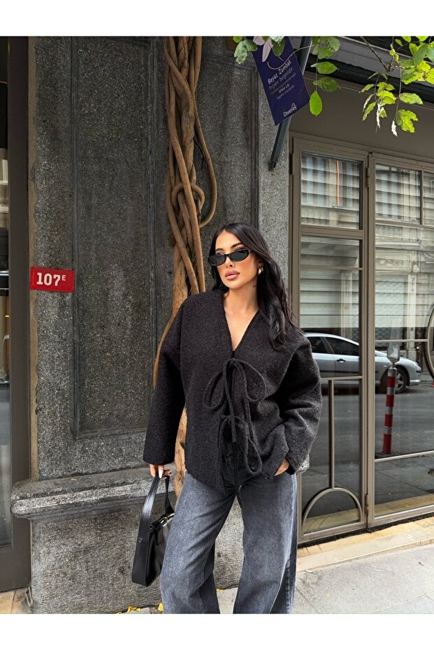 Çift Bağcıklı Kırçıllı Ceket - 6