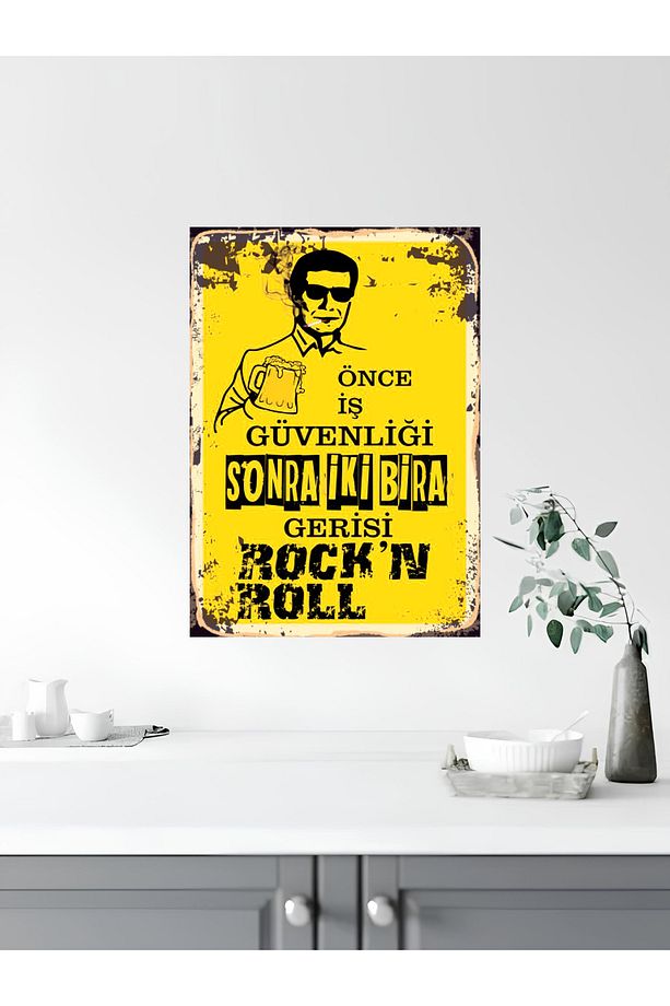 4 Parça Komik Duvar Yazıları Retro Mdf Ahşap Poster Tablo Seti - 3