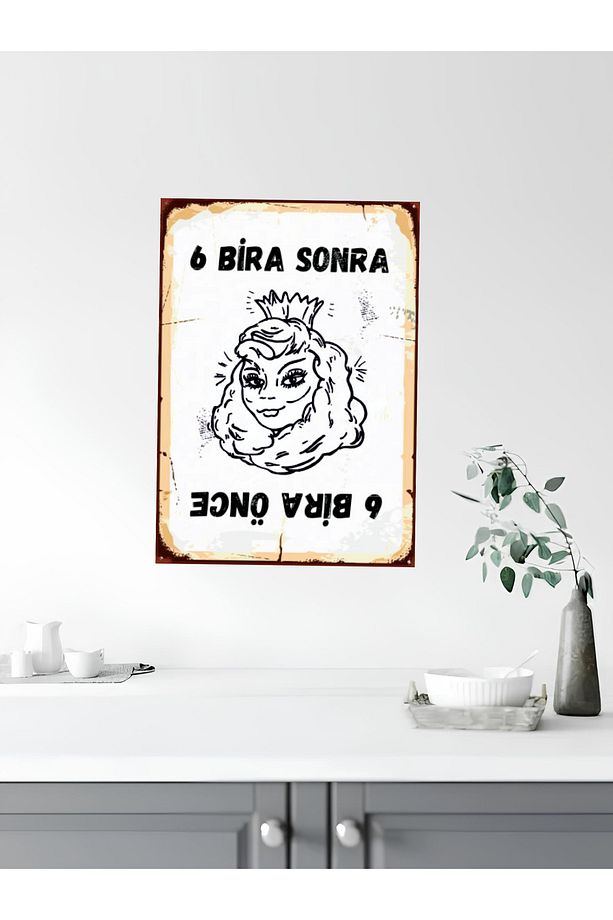4 Parça Komik Duvar Yazıları Retro Mdf Ahşap Poster Tablo Seti - 2
