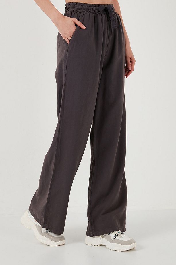 Pamuklu Relaxed Fit Yüksek Bel Bol Paça Pantolon Pantolon 668yp5118 - 4