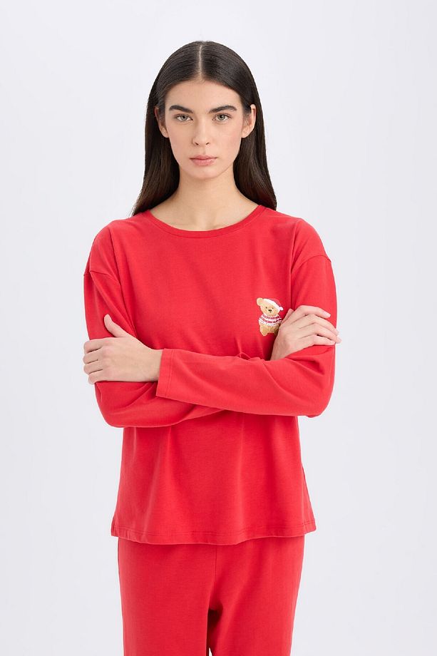 Fall in Love Yılbaşı Temalı Pİjama Takımı Uzun Kollu Üst Esnek Belli Uzun Alt D2290AX24WN - 4