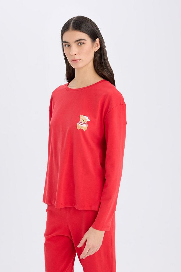 Fall in Love Yılbaşı Temalı Pİjama Takımı Uzun Kollu Üst Esnek Belli Uzun Alt D2290AX24WN - 3