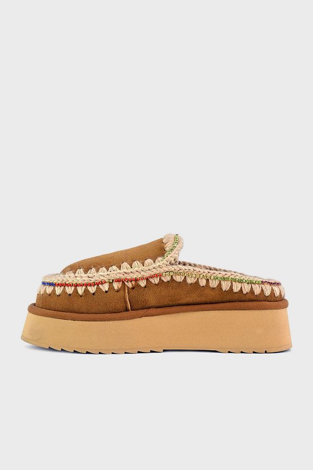 Taşlı Süet Yumuşak Tüylü Eskimo Platform Taban Terlik  TERLİK MU.FW681001A COG - 3
