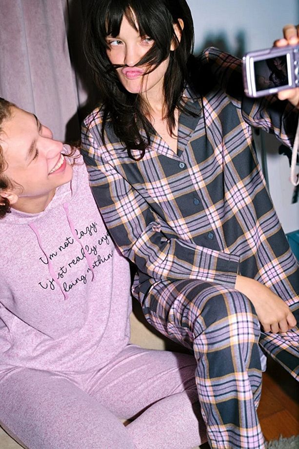 Pamuklu Halie Checked Antrasit Gömlek Pantolon Pijama Takımı - 1