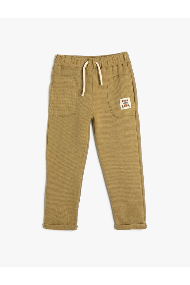 Sweatpants Pocketed Textured Tie Waist Cotton
