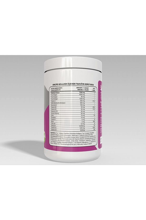 Kolajen Tip 1 -tip 2-tip 3 Peptitleri, Vitamin C, Msm , Koenzim Q10 ,glutatyon,d3 K2 Powder 300 gr - 3