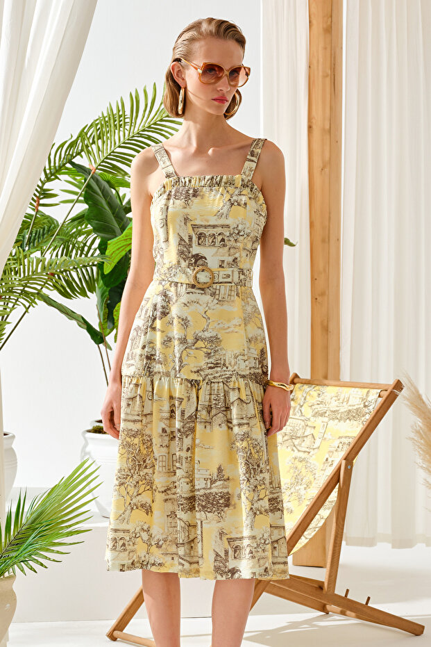 Askılı Kemerli Elbise - 2