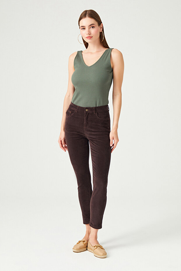 Fitilli Kadife Pantolon - 1