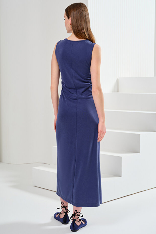 Büzgü Detaylı Örme Elbise - 4