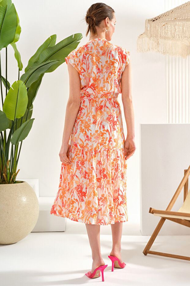 Rochie cu volane lungime midi - 4