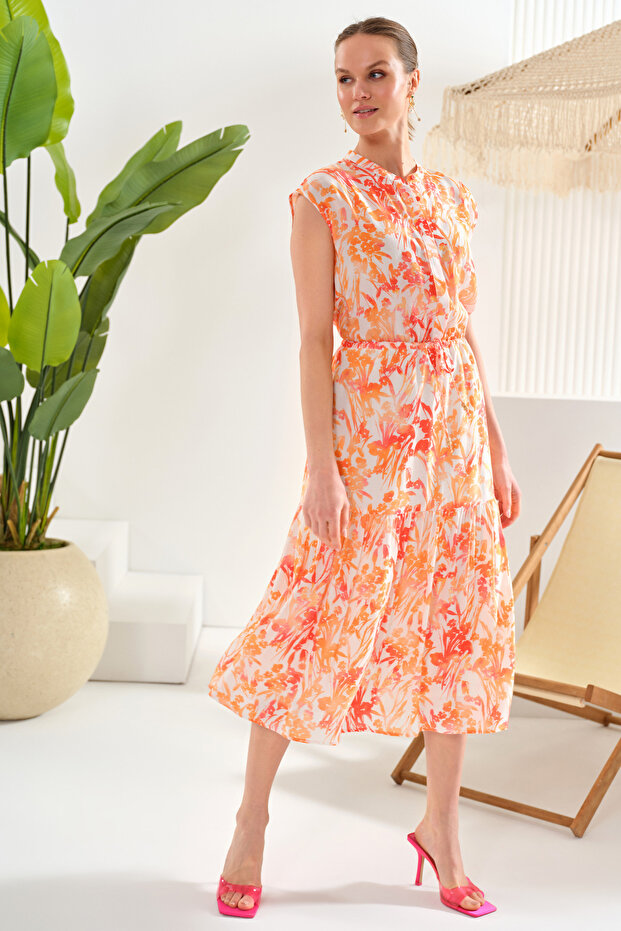 Rochie cu volane lungime midi - 1