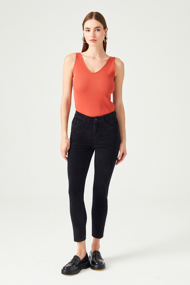 Fitilli Kadife Pantolon - 1