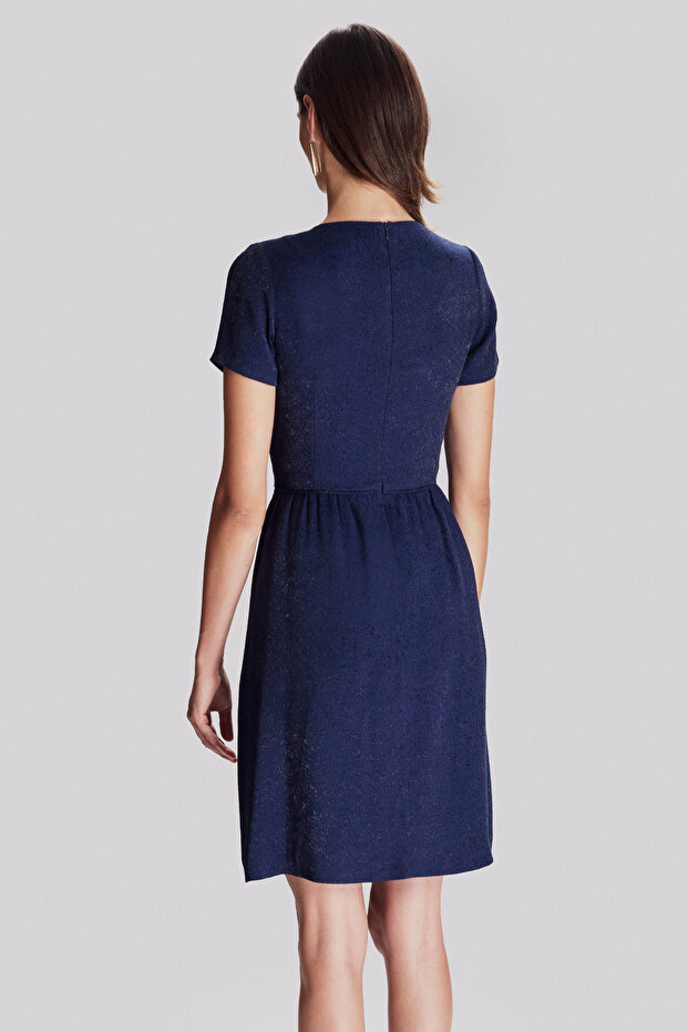 Dokulu Diz Boy Elbise - 4