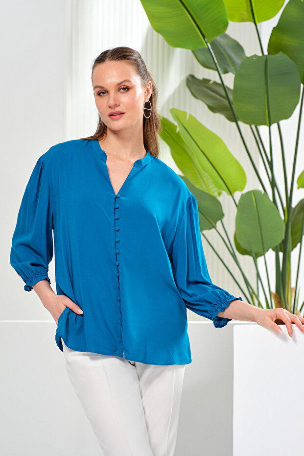 Truvakar Kol Düğmeli Bluz - 1