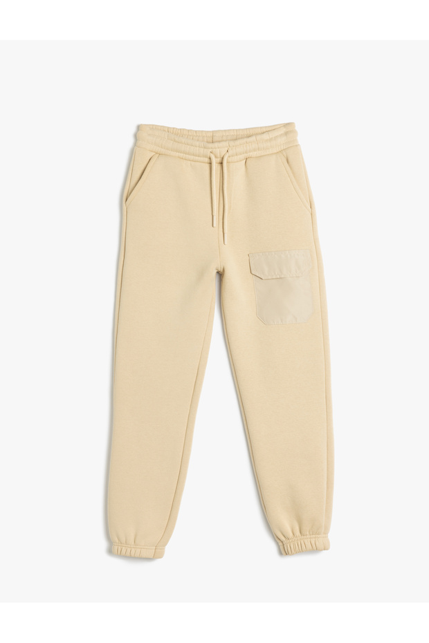 Basic Jogger Sweatpants with Tie Waist Pocket Detail and Ribbon