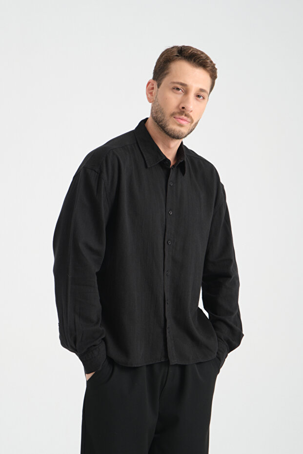 Bond Keten Oversize Rahat Kalıp Premium Kumaş Basic Gömlek - 2