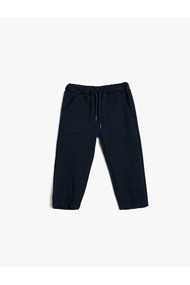 Basic Jogger Sweatpants Tie Waist Pocket Detailed Cotton