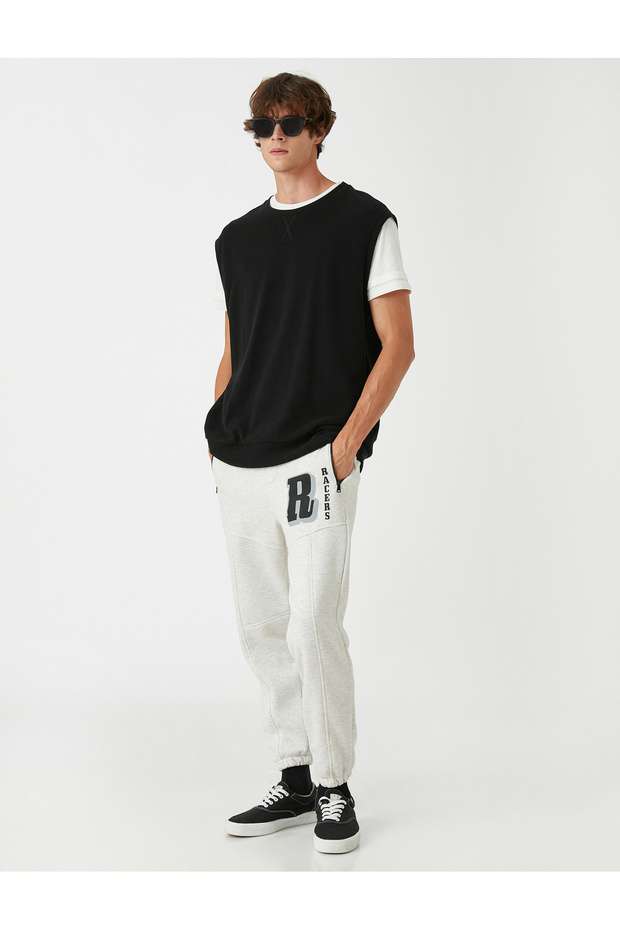 Jogger Sweatpants with Printed Zipper Pocket