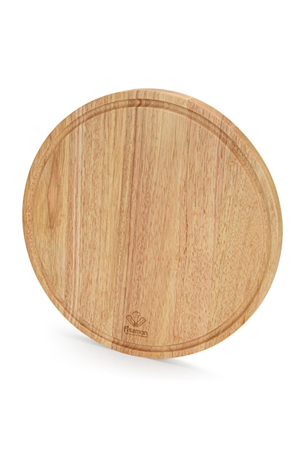 Cutting Board Round 35cm Rubber Wood