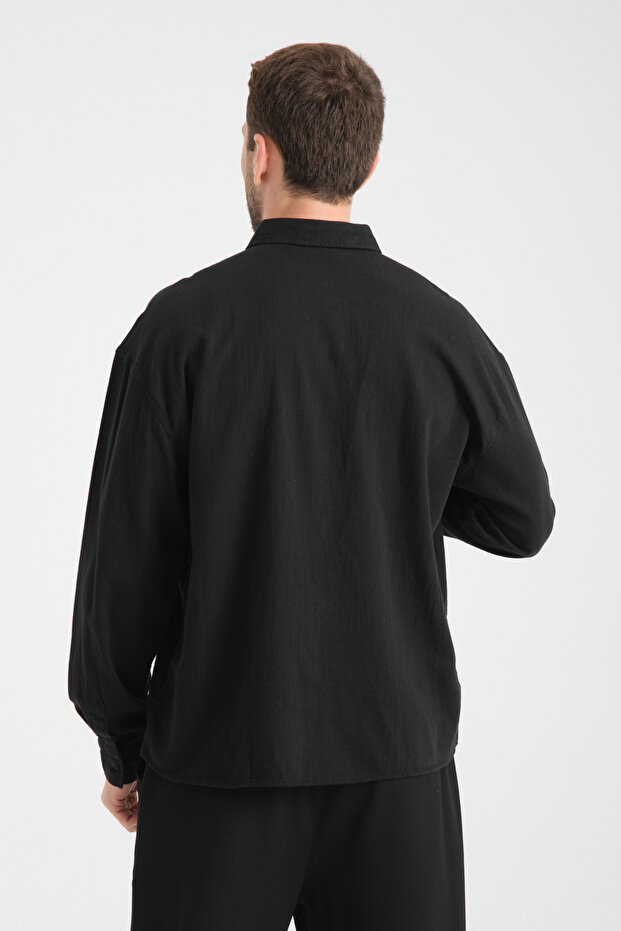 Bond Keten Oversize Rahat Kalıp Premium Kumaş Basic Gömlek - 6