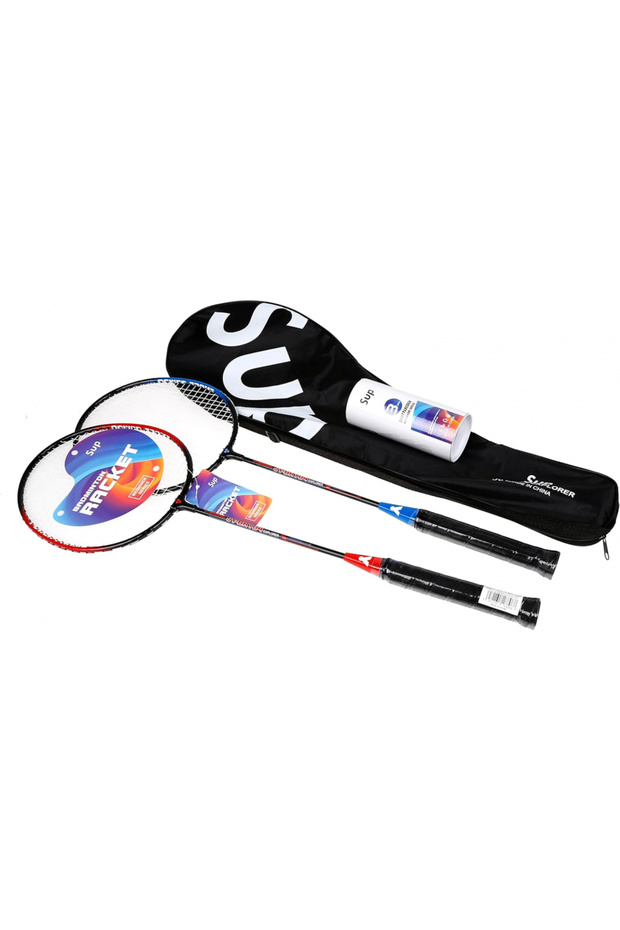 Iron Alloy Badminton Racket Combo Set 2 Pcs Rackets with 3 Pcs Shuttlecock