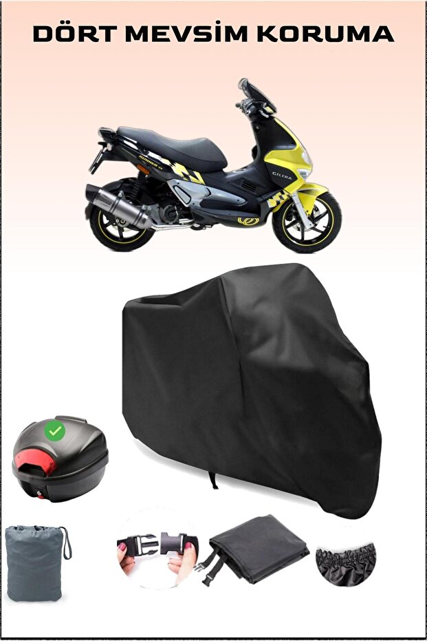 Black Gilera Runner Vxr 200 Rear Bag Compatible Motorcycle Tarpaulin Waterproof Durable Fabric