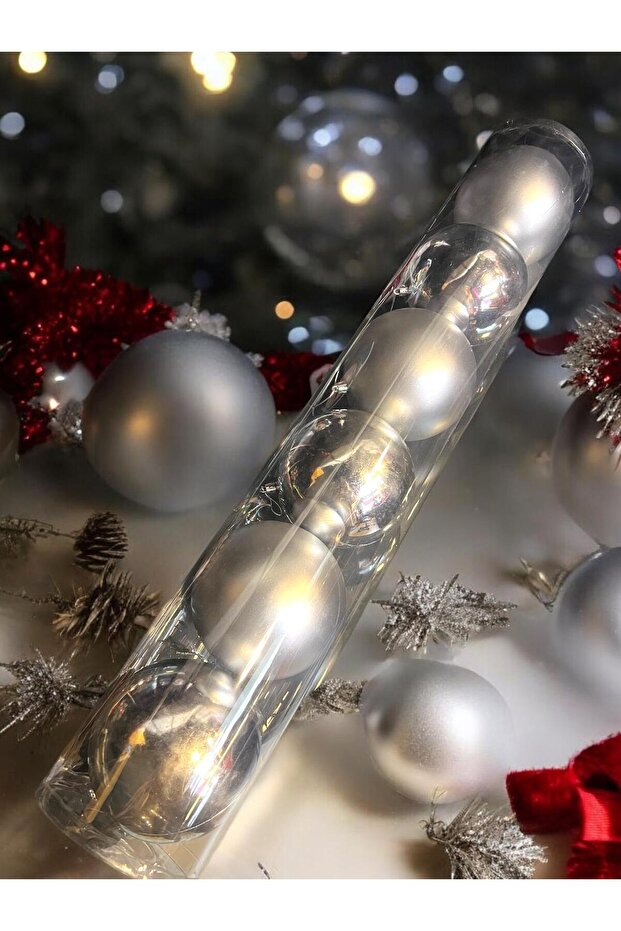 Christmas Pine Tree Ornament 6 Pieces 12 cm Christmas Ball Cylinder Box Large Size