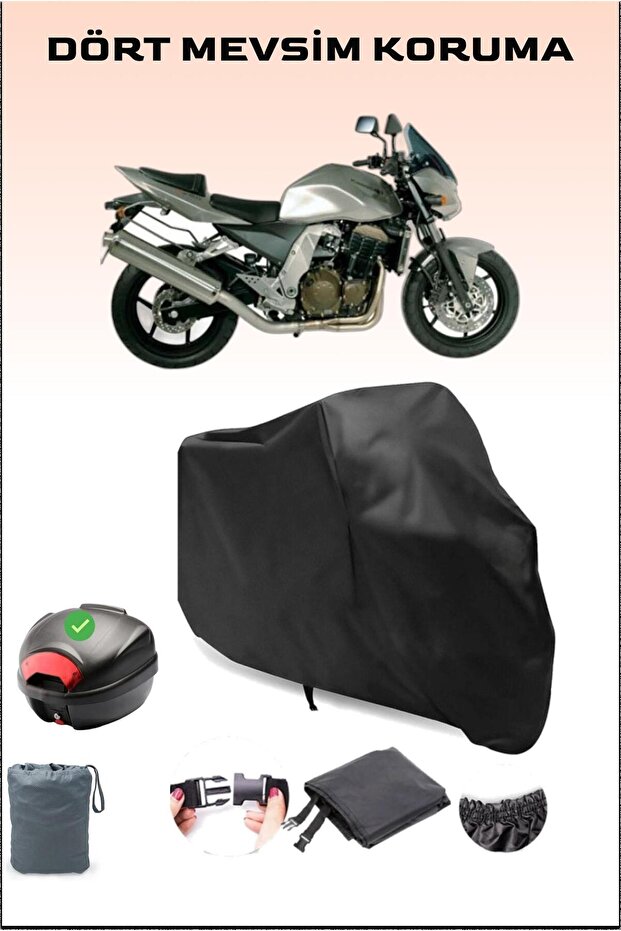 Black Kawasaki Z 750 Rear Bag Compatible Motorcycle Tarpaulin Waterproof Durable Fabric