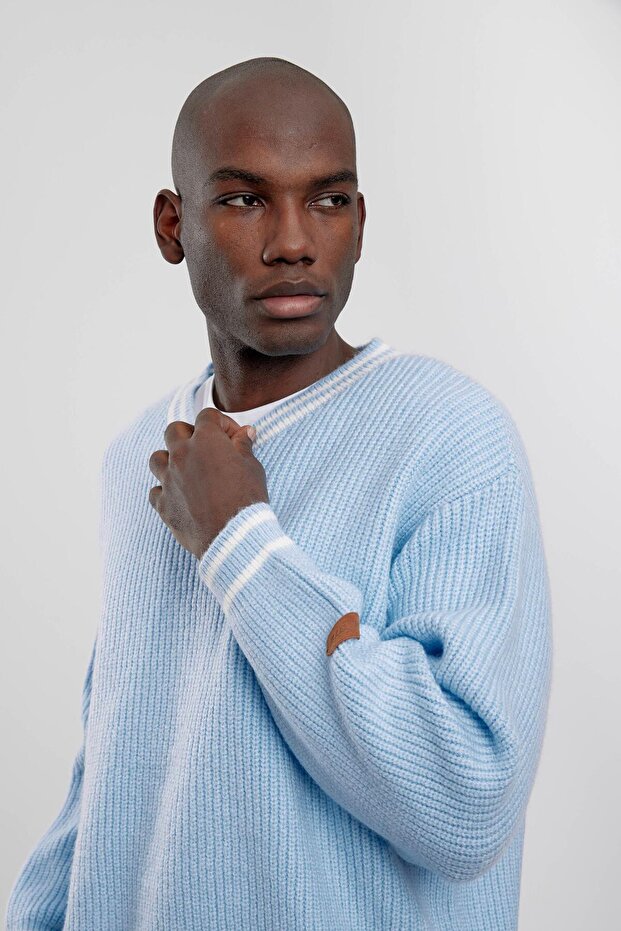 Bebe Mavisi V Yaka Triko - 2