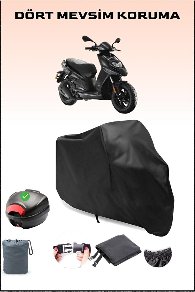Black Piaggio Typhoon 125 Rear Bag Compatible Motorcycle Tarpaulin Waterproof Durable Fabric