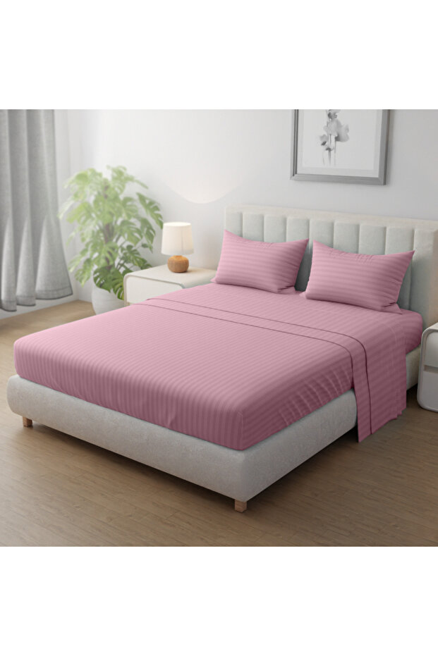 Double-Striped Fitted Sheet Set - Premium and Durable Quality, Deep Pocket for a Perfect Fit