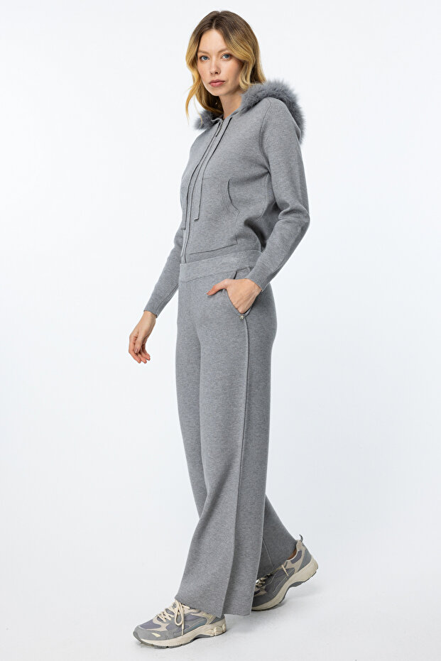 Cebi Taş Detaylı Geniş Paça Pantolon - 2