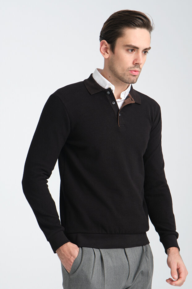 سويت شيرت رجالي شتوي ذو قصة عادية وياقة بولو - 6