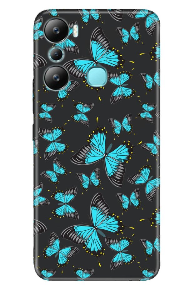 Infinix Hot 20I Case Silicone Patterned Pictorial Uv Cover Blue Butterfly