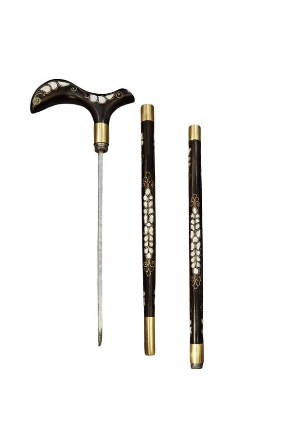 Motif Ve Telkari Işlemeli Vidalı Bıçaklı Baston No19 - 2