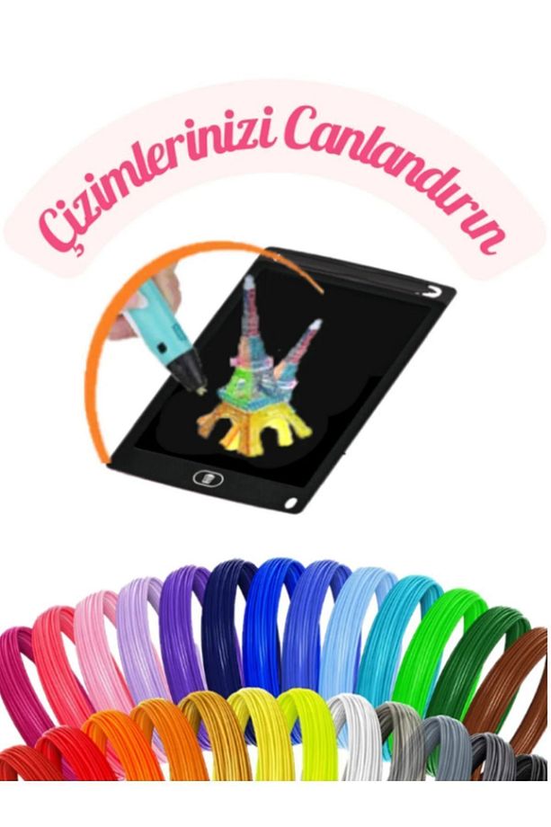 3d Pen Üç Boyutlu Yazıcı Kalem Ve Grafik Yazı Tableti Pembe (50 METRE FİLAMENT VE USB KABLO) - 7