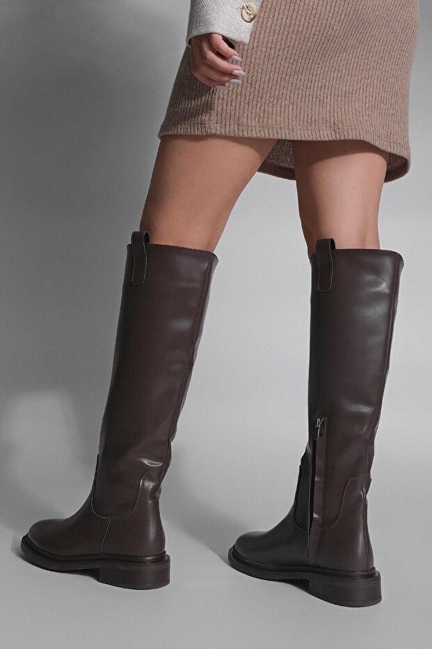 Barna szonáta modell női napi csizma - belső oldalsó cipzár - 6